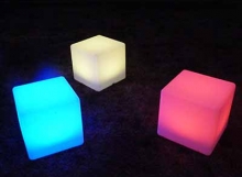 Illuminated cube seats for party hire